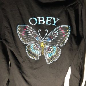 obey multicolor butterfly long sleeve tee